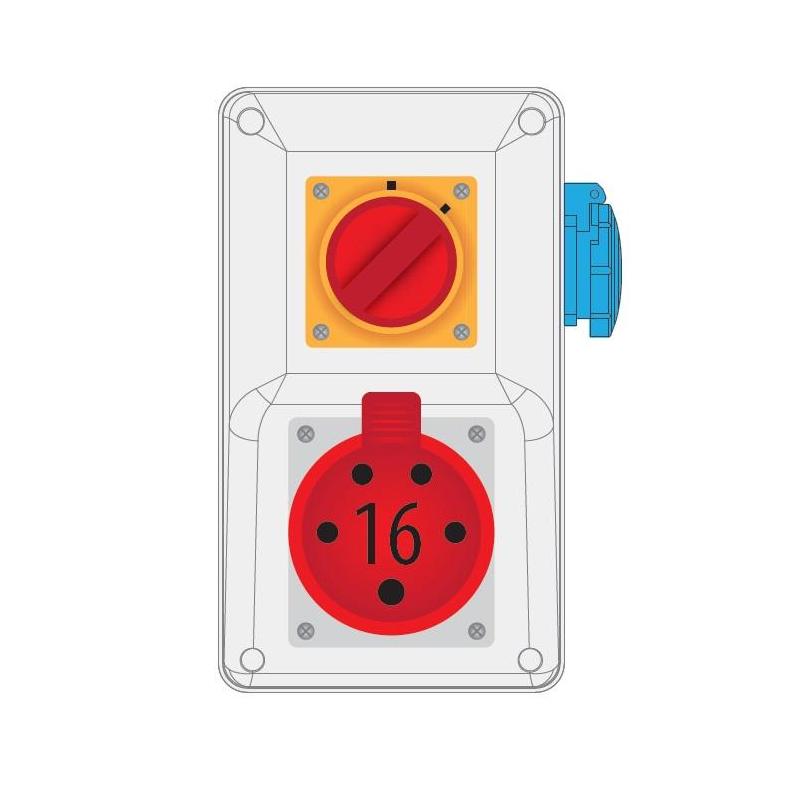 Rozdzielnica R-BOX KOMPAKT 16A/5P 1x230V wył. 0/1 - B.165/1/01