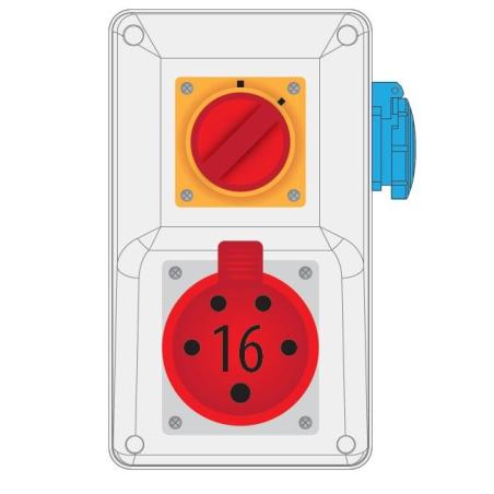 Rozdzielnica R-BOX KOMPAKT 16A/5P 1x230V wył. 0/1 - B.165/1/01 Pawbol