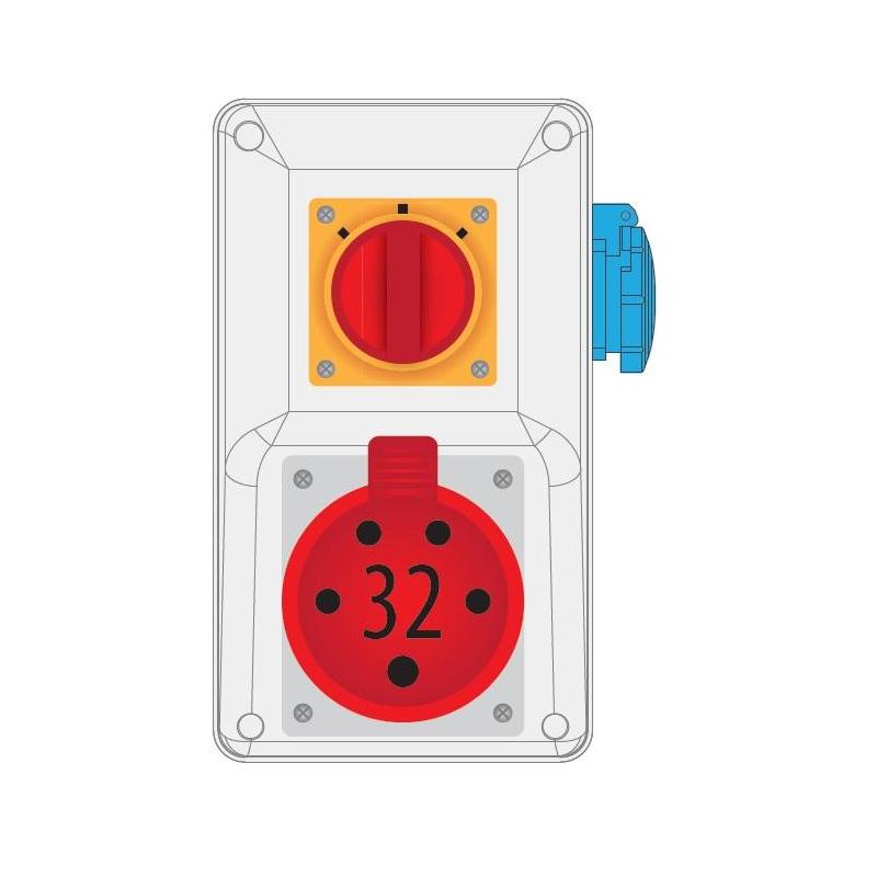 Rozdzielnica R-BOX KOMPAKT 32A/5P 1x230V wył. L/P - B.325/1/LP