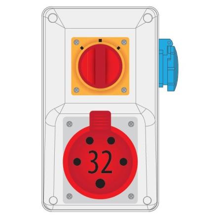 Rozdzielnica R-BOX KOMPAKT 32A/5P 1x230V wył. L/P - B.325/1/LP Pawbol