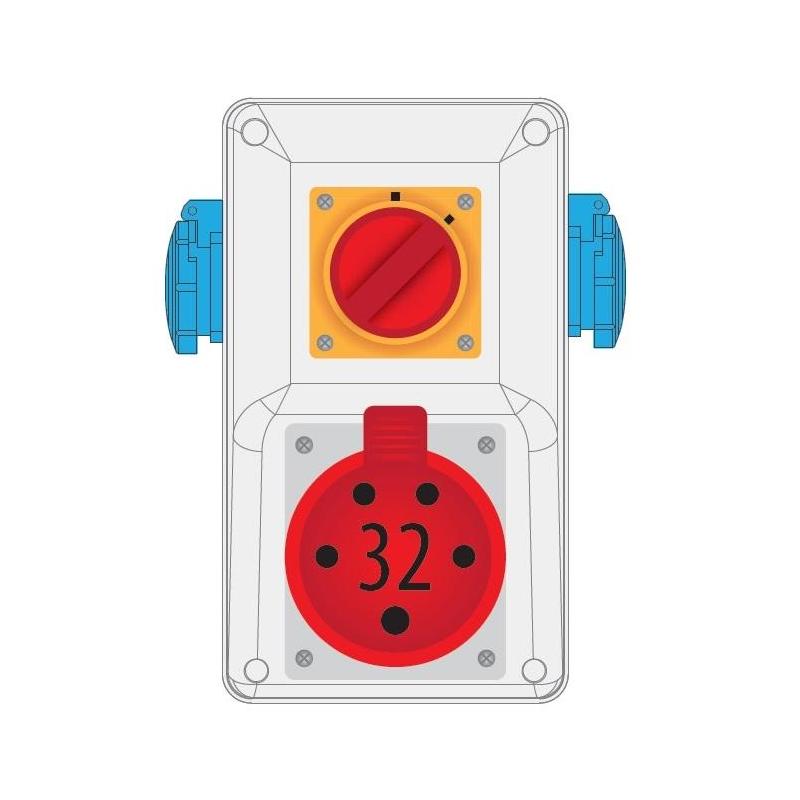 Rozdzielnica R-BOX KOMPAKT 32A/5P 2x230V wył. 0/1 - B.325/2/01