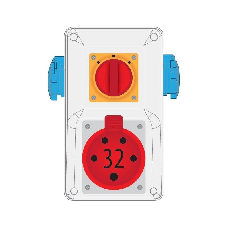 Rozdzielnica R-BOX KOMPAKT 32A/5P 2x230V wył. L/P - B.325/2/LP