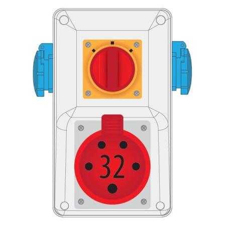 Rozdzielnica R-BOX KOMPAKT 32A/5P 2x230V wył. L/P - B.325/2/LP