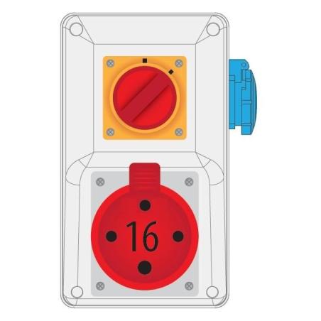 Rozdzielnica R-BOX KOMPAKT 16A/4P 1x230V wył. 0/1 - B.164/1/01 Pawbol