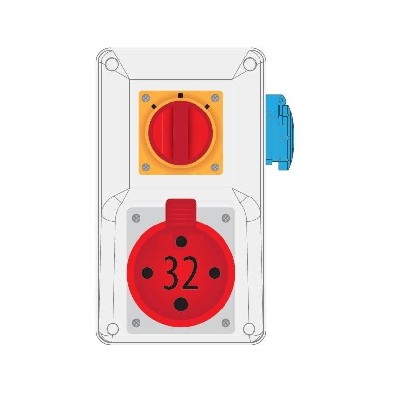 Rozdzielnica R-BOX KOMPAKT 32A/4P 1x230V wył. L/P - B.324/1/LP