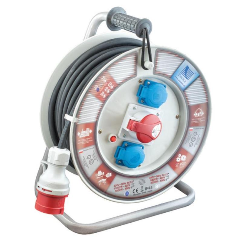 Przedłużacz na bębnie 5x2,5 guma 16A/5 2x230V 30m