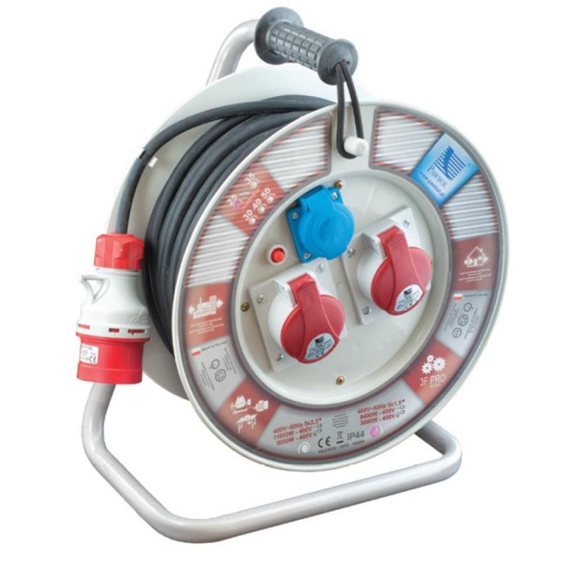 Przedłużacz na bębnie 5x1,5 guma 2x16A/5 230V 30m Przedłużacz na bębnie 5x1,5 guma 2x16A/5 230V 30m