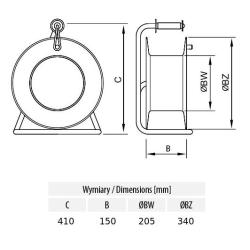 Przedłużacz na bębnie 5x1,5 guma 2x16A/5 30m
