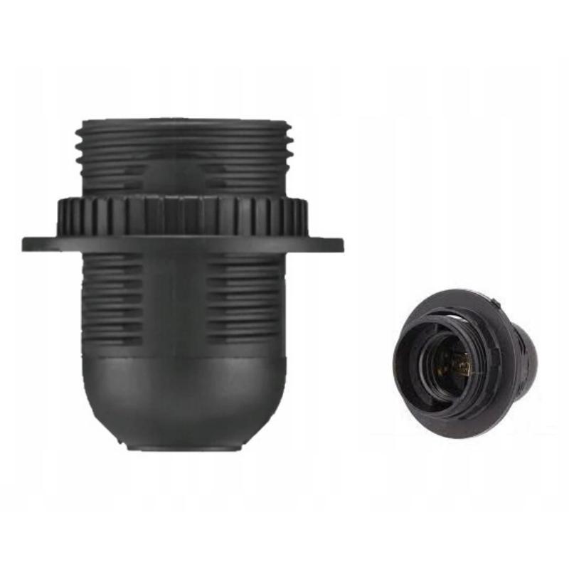 Oprawka E27 z kołnierzem czarna