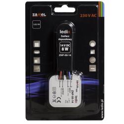 Zasilacz LED dopuszkowy 8W 14V DC - ZNP-08-14 Zamel