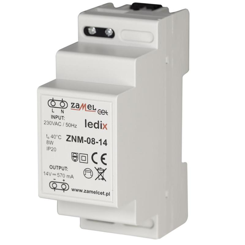 Zasilacz LED modułowy 8W 14V DC - ZNM-08-14