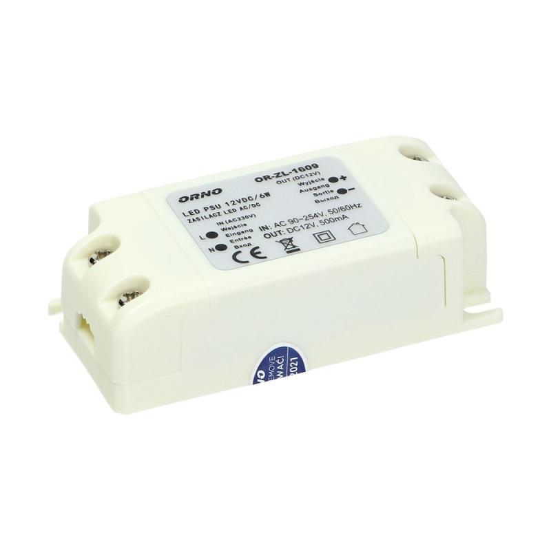 Zasilacz LED 6W 12V DC IP20 - OR-ZL-1609