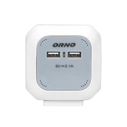 Przedłużacz 4 krotny 2P+Z, ładowarka 2xUSB OR-AE-13144 szaro-biały Orno