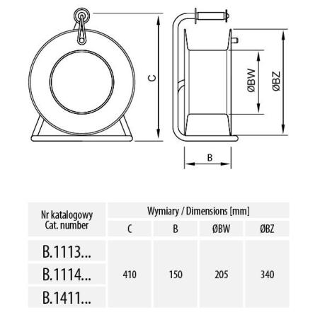 Przedłużacz na bębnie 4xGZ16A 3x1,5 50m guma
