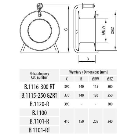 Rozgałęźnik na bębnie 4x250V + termik - 1101-RT