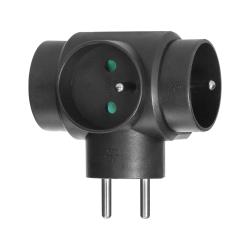 Rozgałęźnik 3x2P+Z czarny OR-AE-13184/B Orno