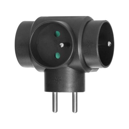 Rozgałęźnik 3x2P+Z czarny OR-AE-13184/B