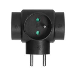 Rozgałęźnik 3x2P+Z czarny OR-AE-13184/B Orno