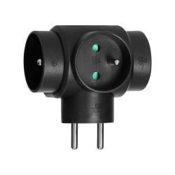 Rozgałęźnik 3x2P+Z czarny OR-AE-13184/B Orno