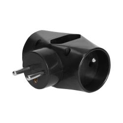 Rozgałęźnik 2x2P+Z, 1x2P/II, czarny OR-AE-13221/B Orno