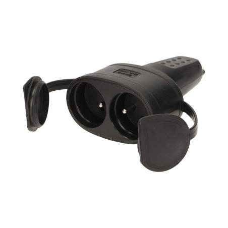 Bryzgoszczelne, podwójne gniazdo gumowe 2P+Z, IP44 OR-AE-13117