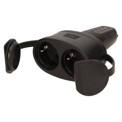 Bryzgoszczelne, podwójne gniazdo gumowe 2P+Z, IP44 OR-AE-13117(GS) schuko Orno