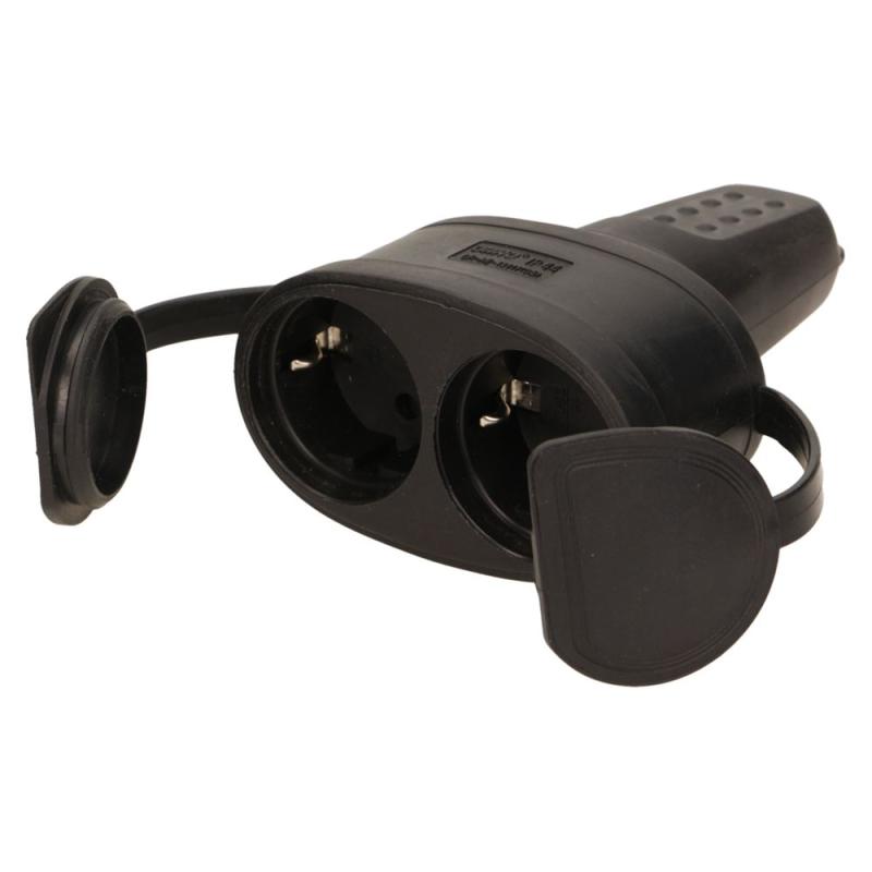Bryzgoszczelne, podwójne gniazdo gumowe 2P+Z, IP44 OR-AE-13117(GS) schuko