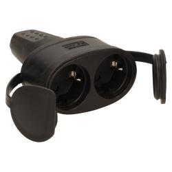 Bryzgoszczelne, podwójne gniazdo gumowe 2P+Z, IP44 OR-AE-13117(GS) schuko Orno