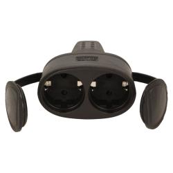 Bryzgoszczelne, podwójne gniazdo gumowe 2P+Z, IP44 OR-AE-13117(GS) schuko Orno