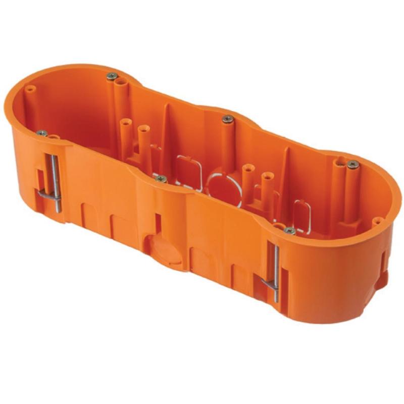 Puszka do płyt gipsowych potrójna z wkrętami, głęboka - A.0041PG Puszka do płyt gipsowych potrójna z wkrętami, głęboka - A.0041PG