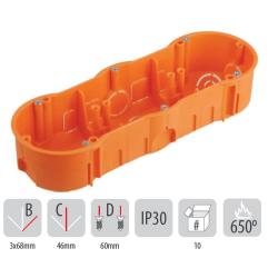 Puszka podtynkowa 60 płytka potrójna z wkrętami - A.0043WP Pawbol