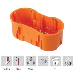 Puszka podtynkowa 60 głęboka podwójna z wkrętami - A.0042WPG Pawbol