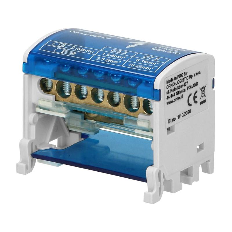 Blok rozdzielczy 2-rzędowy, 7 przewodów OR-LZ-8201/7