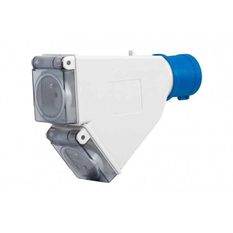 Adapter kempingowy - wtyk 16A 3p, gniazdo 2x230V IP44