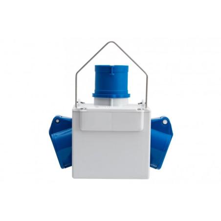 Adapter kempingowy - wtyk 16A 3p, gniazdo 2x16A 3P  - z uchwytem IP44