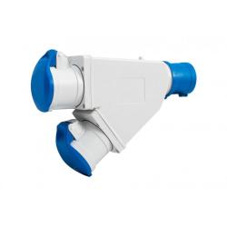 Adapter kempingowy - wtyk 16A 3p, gniazdo 2x16A 3P IP44 F-ELEKTRO