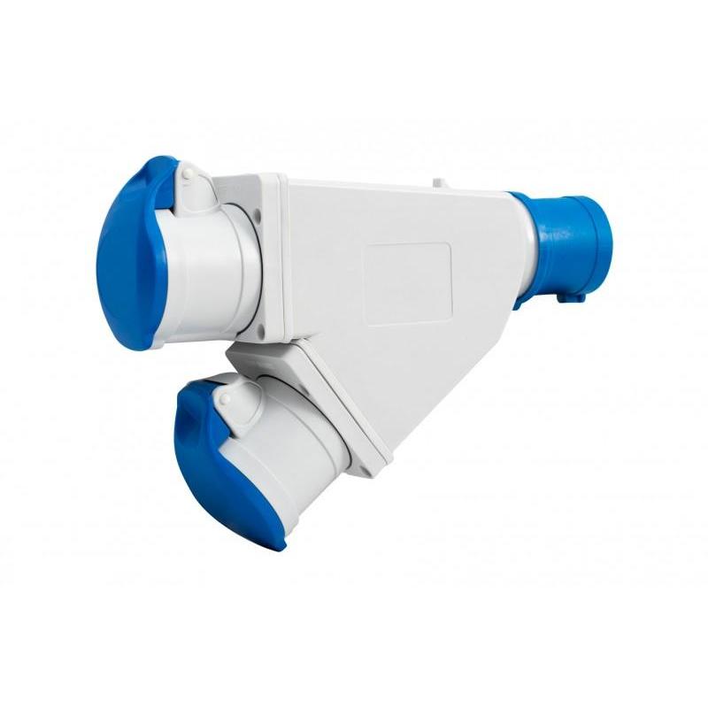 Adapter kempingowy - wtyk 16A 3p, gniazdo 2x16A 3P IP44