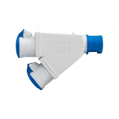 Adapter kempingowy - wtyk 16A 3p, gniazdo 2x16A 3P IP44