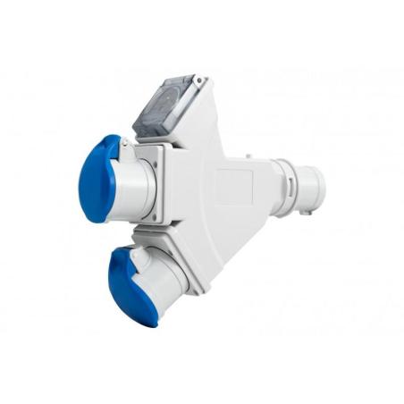 Adapter kempingowy - wtyk 16A 3p, gniazdo 2x16A 3P, gniazdo 230V IP44 F-ELEKTRO