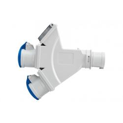 Adapter kempingowy - wtyk 16A 3p, gniazdo 2x16A 3P, gniazdo 230V IP44