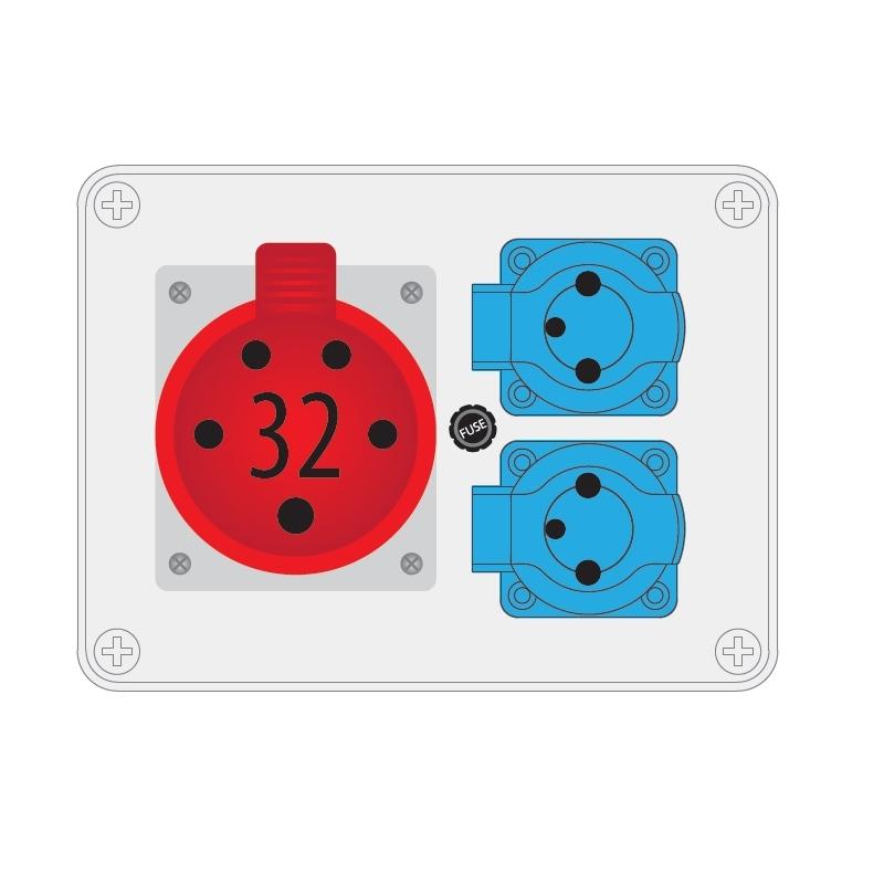 Rozdzielnica R-BOX 190 2x230V 1x32A/5P - B.1603