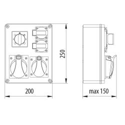 Rozdzielnica R-BOX 240 4x230V 1x32A/5P 1x16A/5P - B.1100-02 Pawbol