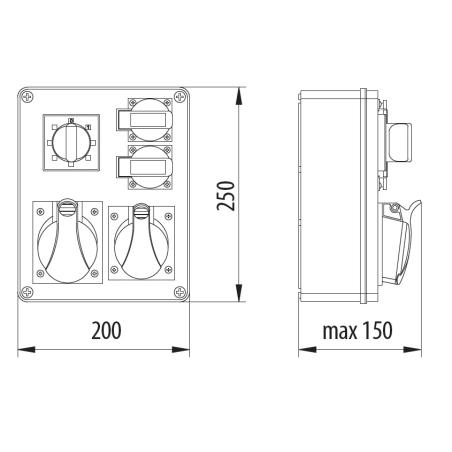 Rozdzielnica R-BOX 240 2x230V 1x32A/4P 1x16A/4P L-0-P - B.1615W