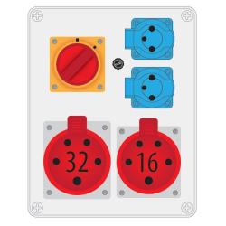 Rozdzielnica R-BOX 240 2x230V 1x32A/5P 1x16A/5P 0-1 - B.1094W Pawbol