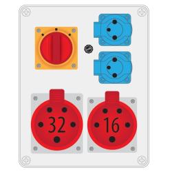 Rozdzielnica R-BOX 240 2x230V 1x32A/5P 1x16A/5P L-0-P - B.1095W Pawbol