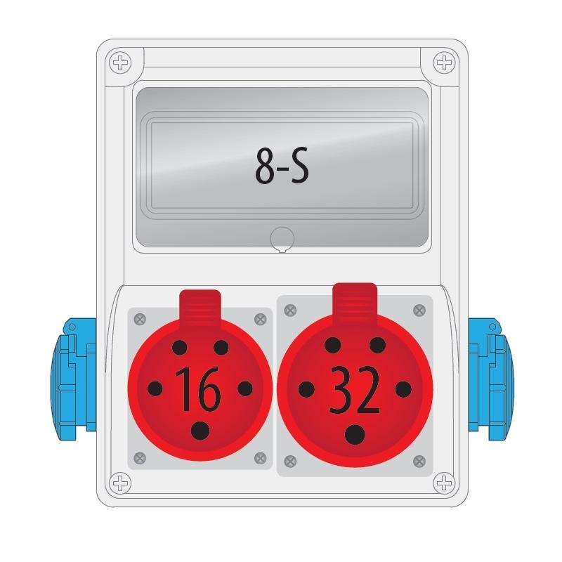 Rozdzielnica R-BOX 240-8 1x16A/5P 1x32A/5P 2x230V 8S - B.1810