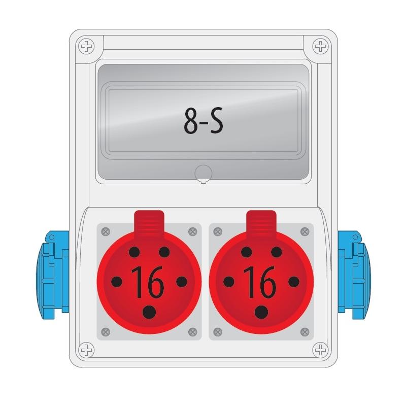 Rozdzielnica R-BOX 240-8 2x16A/5P 2x230V 8S - B.1811