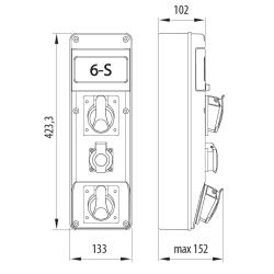 Rozdzielnica R-BOX SLIM 1x16A/5P 1x32A/5P 2x230V 6S - B.SLIM-6S-14 Pawbol