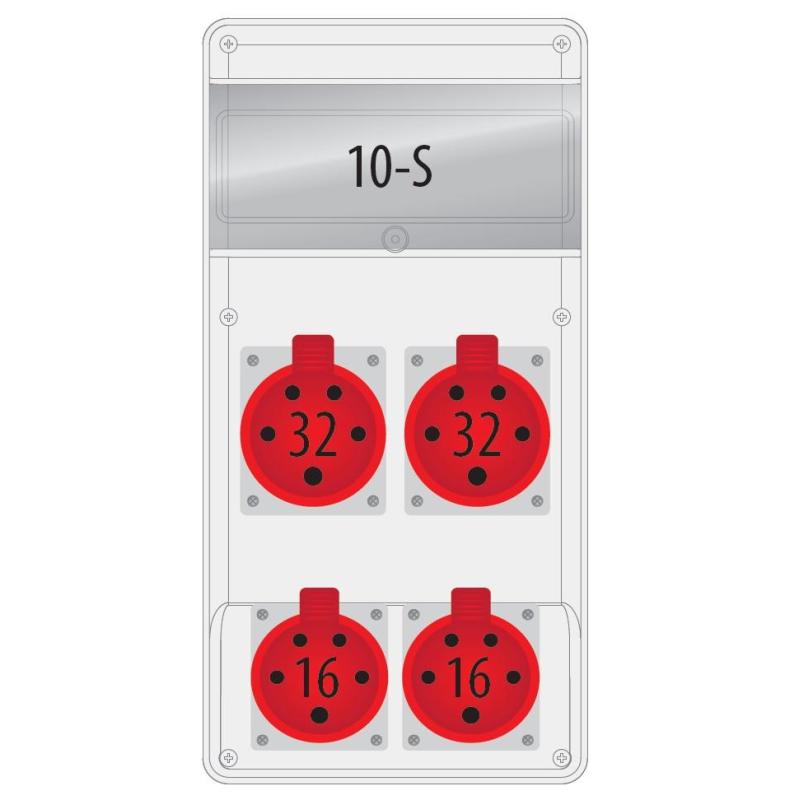 Rozdzielnica R-BOX SLIM 2x16A/5P 2x32A/5P 10S - B.SLIM-10S-6BR