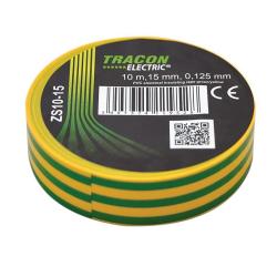 Taśma izolacyjna 10mx15mm żółto-zielony Tracon Electric